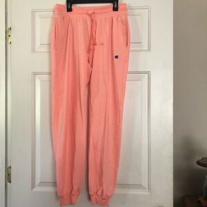 Women’s Champion Sugar Peach Sweatpants Size Small Soft Touch C Logo Pockets